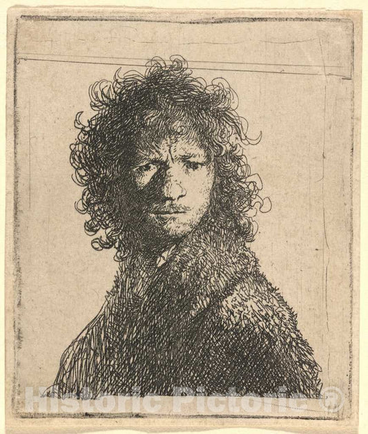 Art Print : Rembrandt, Self-Portrait, Frowning, 1630 - Vintage Wall Art