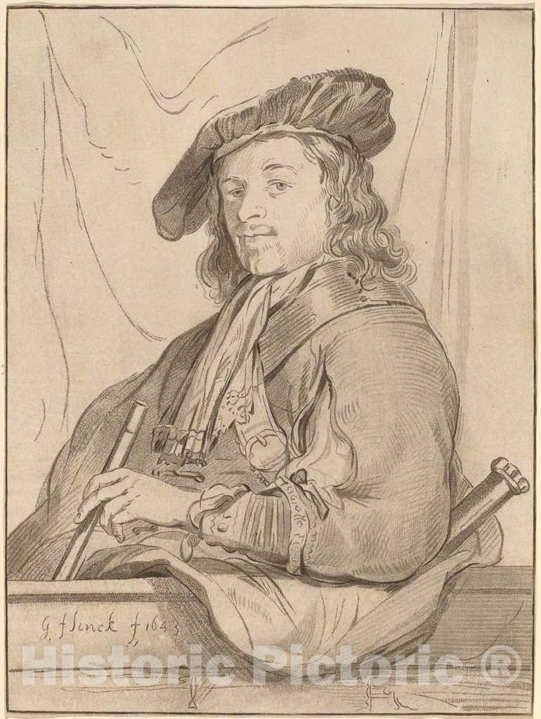 Art Print : Amstel and Schreuder After Flinck, Man at The Parapet, 1773 - Vintage Wall Art