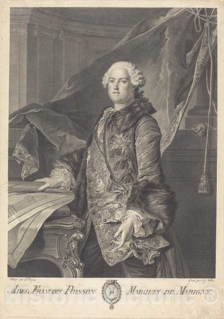 Art Print : Wille afterTocquÃ©, ABEL Francois Poisson, Marquis de Marigny - Vintage Wall Art