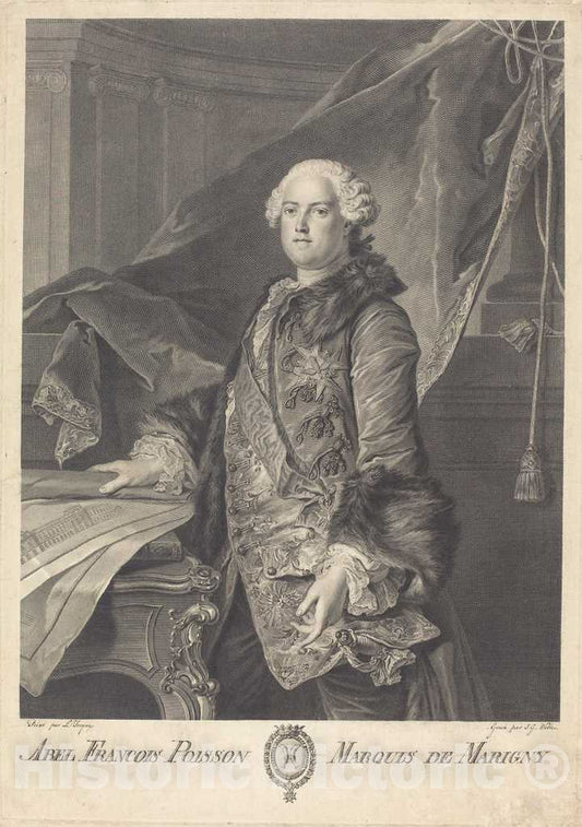 Art Print : Wille afterTocquÃ©, ABEL Francois Poisson, Marquis de Marigny - Vintage Wall Art
