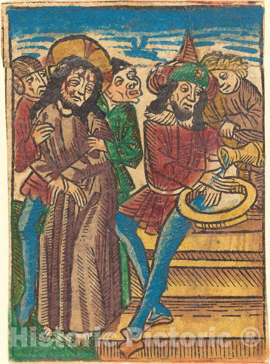 Art Print : Pilate Washing His Hands, c. 1490 - Vintage Wall Art