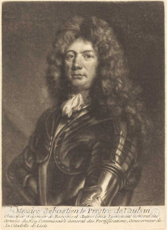 Art Print : Louis After de Troy, Portrait of M. Sebastien Le Prestre de Vauban - Vintage Wall Art