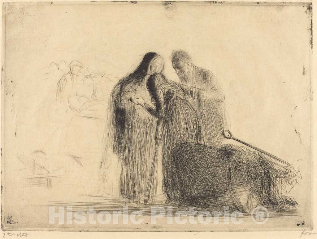 Art Print : Louis Forain, Lourdes, The Paralytic (Second Plate), c.1913 - Vintage Wall Art