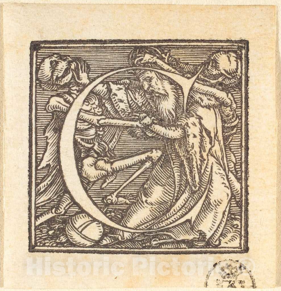 Art Print : Hans Holbein The Younger, Letter C - Vintage Wall Art
