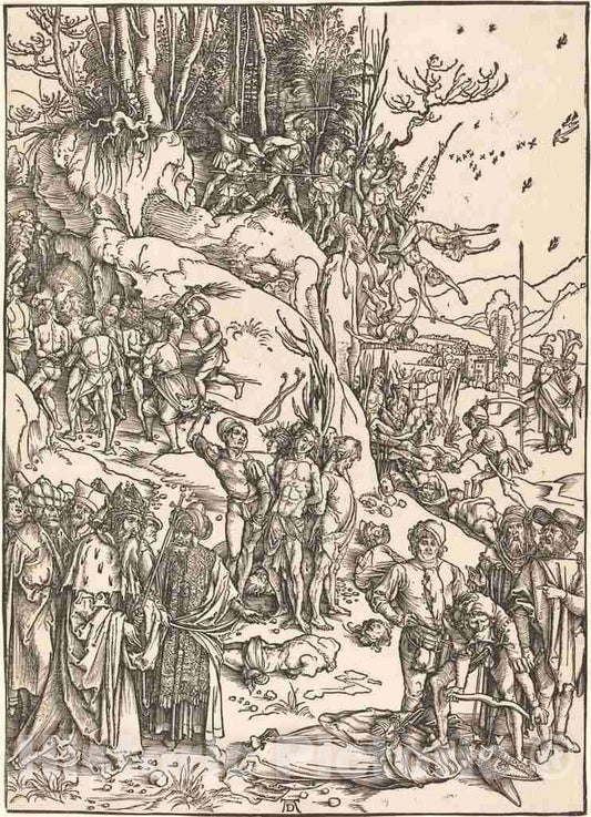 Art Print : Albrecht DÃ¼rer, The Martyrdom of The Ten Thousand, c.1497 - Vintage Wall Art