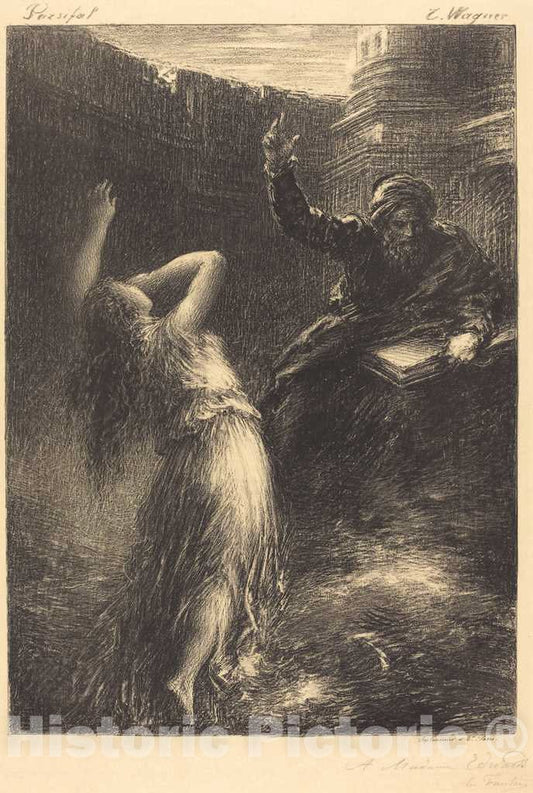 Art Print : Henri Fantin-Latour, Evocation of Kundry (2nd Plate), 1883 - Vintage Wall Art