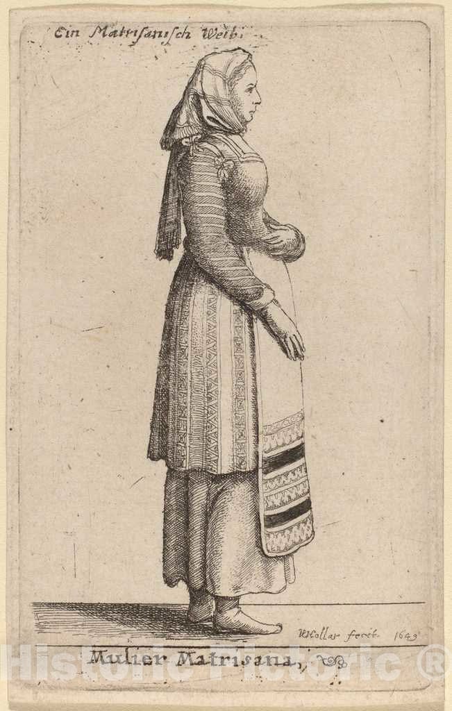 Art Print : Wenceslaus Hollar, Mulier Matrisana, 1649 - Vintage Wall Art