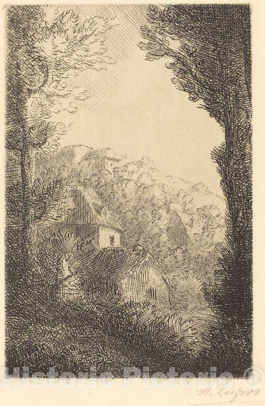 Art Print : Alphonse Legros, Old Chateau (Un Vieux Chateau) - Vintage Wall Art