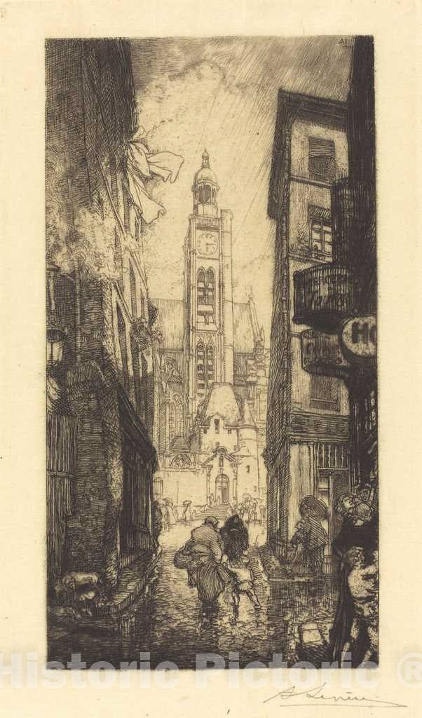 Art Print : Auguste LepÃ¨re, Rue de la Montagne-Sainte-Genevieve, Paris, 1906 - Vintage Wall Art