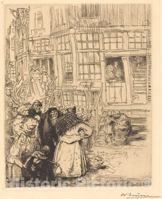 Art Print : Auguste LepÃ¨re, Jewish Quarters in Amsterdam - Vintage Wall Art
