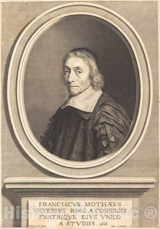 Art Print : Robert Nanteuil, Francois de la Mothe Le Vayer, 1661 - Vintage Wall Art