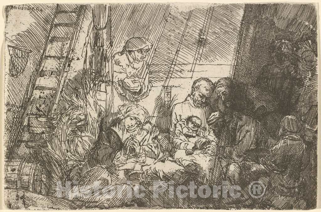 Art Print : Rembrandt, The Circumcision in The Stable, 1654 - Vintage Wall Art