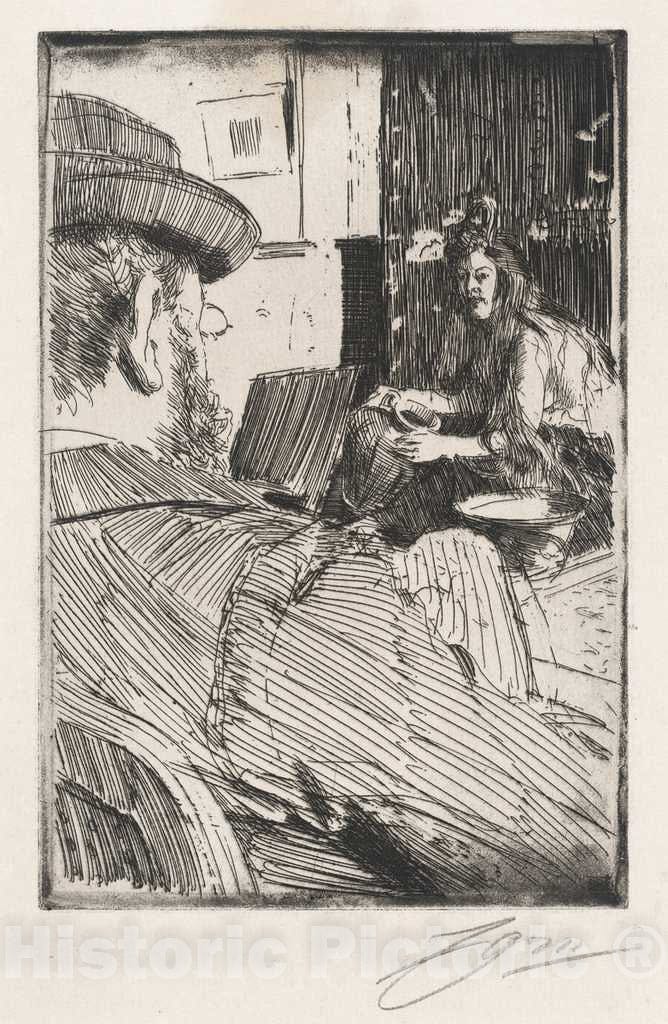 Art Print : Anders Zorn, Albert Besnard and His Model, 1896 - Vintage Wall Art