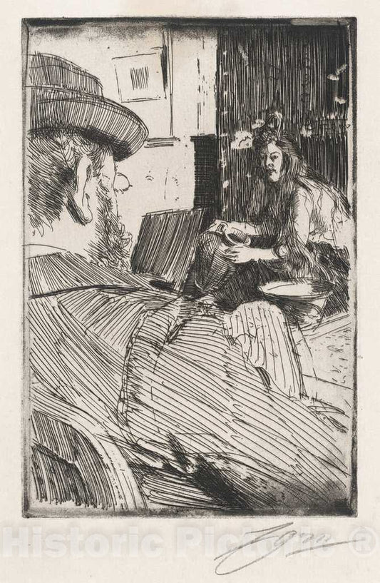 Art Print : Anders Zorn, Albert Besnard and His Model, 1896 - Vintage Wall Art