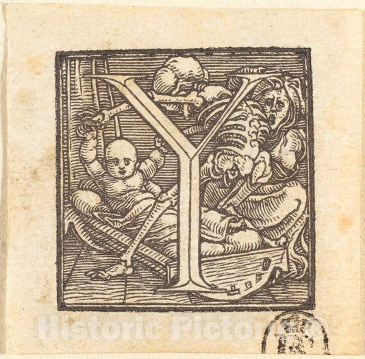 Art Print : Hans Holbein The Younger, Letter Y - Vintage Wall Art