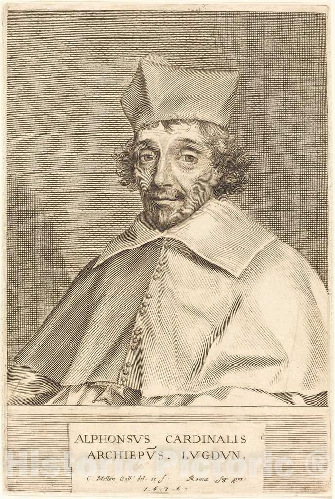 Art Print : Claude Mellan, Alphonse du Plessis Richelieu, Cardinal of Lyon, 1636 - Vintage Wall Art
