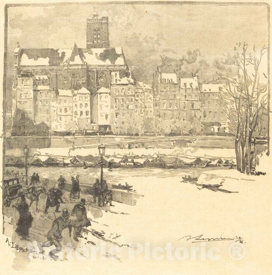 Art Print : Auguste LepÃ¨re, Quai de l'HÃ´tel de Ville, 1886 - Vintage Wall Art