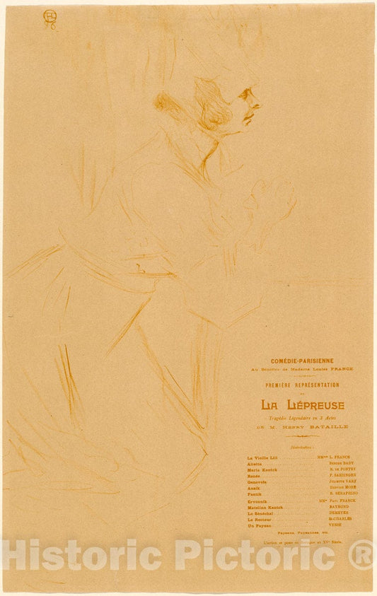 Art Print : Henri de Toulouse-Lautrec, La LÃ©preuse, 1896 - Vintage Wall Art