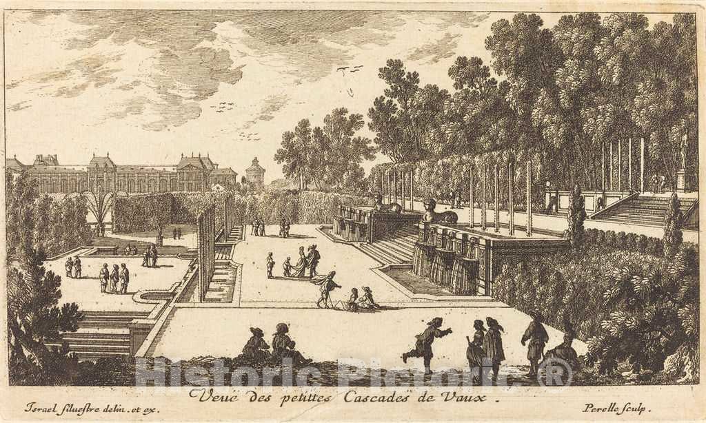 Art Print : IsraÃ«l Silvestre, Veue des petittes Cascades de Vaux - Vintage Wall Art