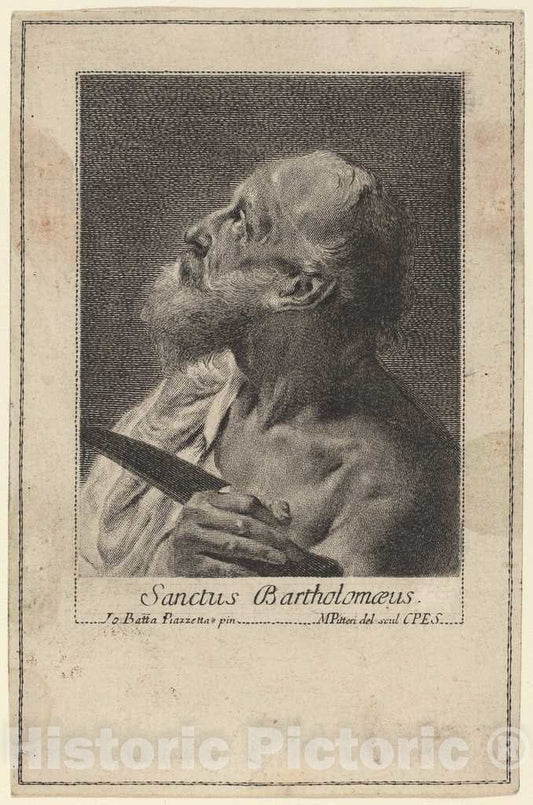 Art Print : Pitteri After Battista Piazzetta, Sanctus Bartholomeaus - Vintage Wall Art