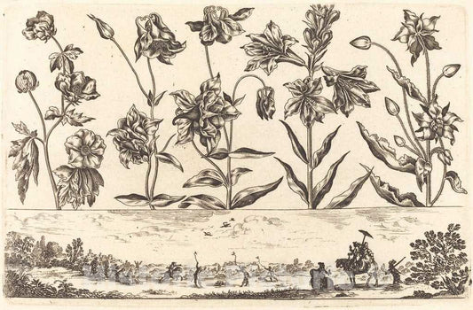 Art Print : Nicolas Cochin After Moncornet, Flower Print no.6, 1645 - Vintage Wall Art