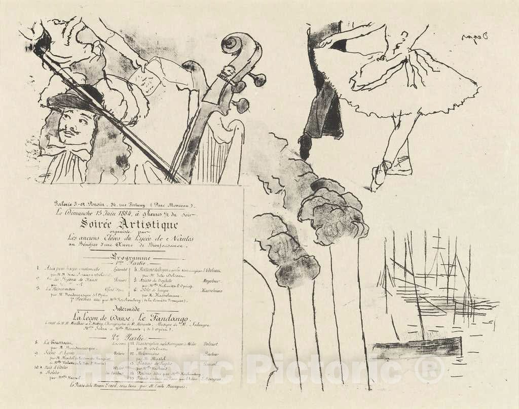 Art Print : Edgar Degas, Program for The Soiree Artistique (Programme de la SoirÃ©e des anciens Ã©lÃ¨ves du LycÃ©e de Nantes), 1844 - Vintage Wall Art