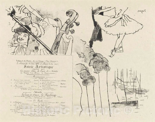Art Print : Edgar Degas, Program for The Soiree Artistique (Programme de la SoirÃ©e des anciens Ã©lÃ¨ves du LycÃ©e de Nantes), 1844 - Vintage Wall Art