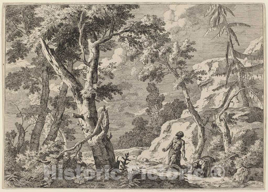 Art Print : Marco Ricci, Wilderness Landscape with Two Hermits, 1730 - Vintage Wall Art