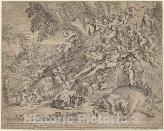 Art Print : Pietro Testa, Venus and Adonis, c.1631 - Vintage Wall Art