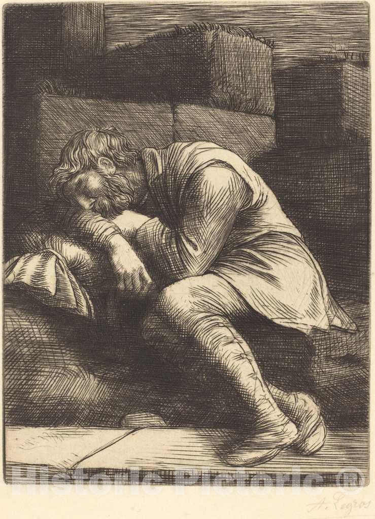 Art Print : Alphonse Legros, Sleeping Beggar (Mendiant endormi) - Vintage Wall Art