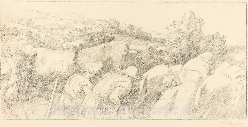 Art Print : Alphonse Legros, Return of The Peasants (Le Retour des paysans) - Vintage Wall Art