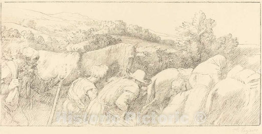 Art Print : Alphonse Legros, Return of The Peasants (Le Retour des paysans) - Vintage Wall Art