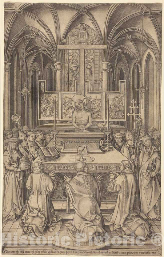 Art Print : Israhel Van Meckenem, The Mass of Saint Gregory, c.1495 - Vintage Wall Art