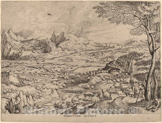 Art Print : Doetechum After Brugel The Elder, Solicitudo Rustica (Rustic Concerns), c.1556 - Vintage Wall Art