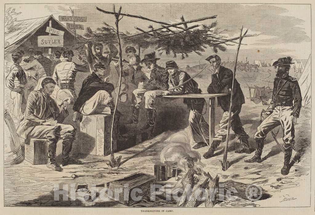 Art Print : Homer, Thanksgiving in Camp, 1862 - Vintage Wall Art