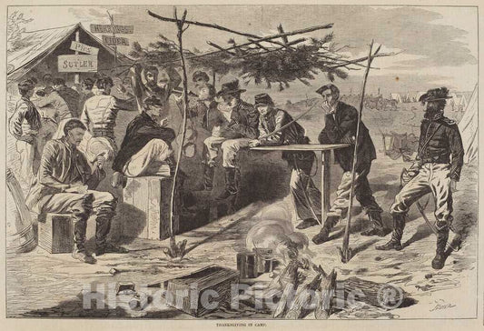Art Print : Homer, Thanksgiving in Camp, 1862 - Vintage Wall Art