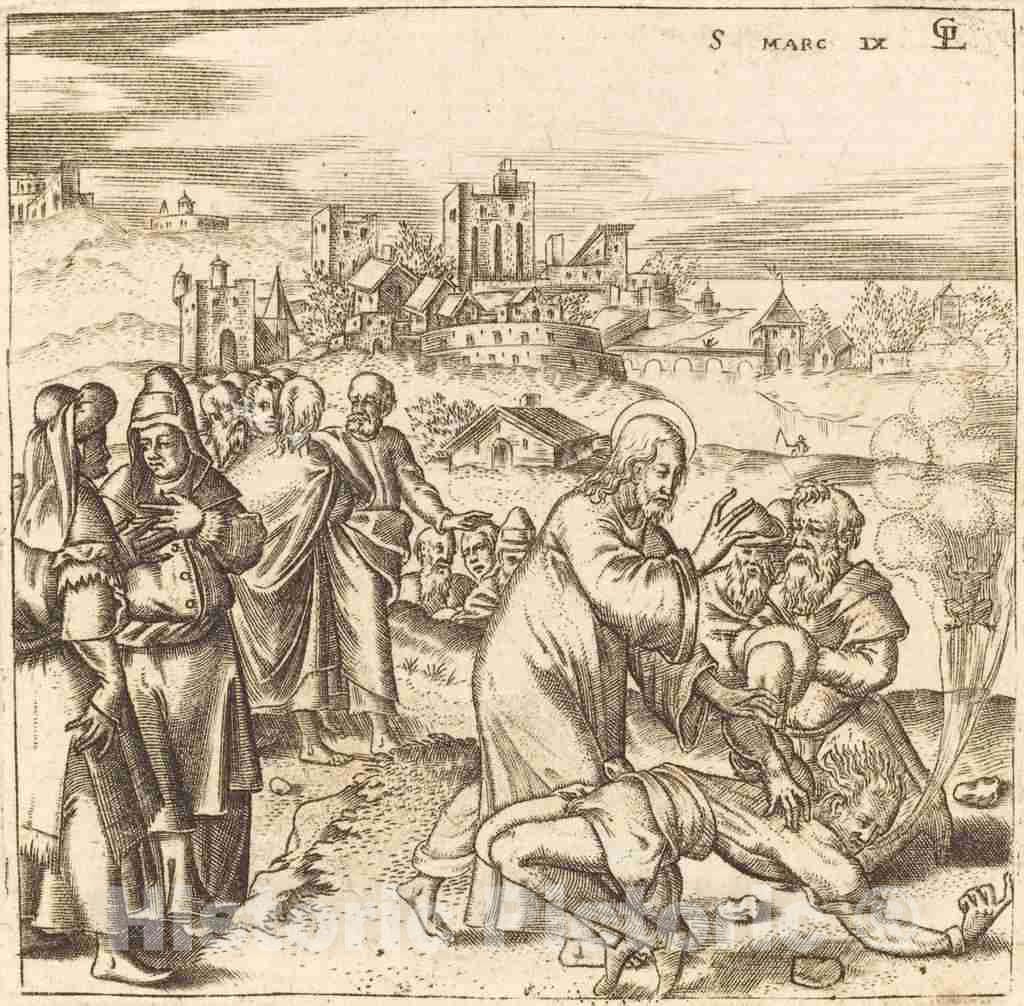 Art Print : LÃ©onard Gaultier, Christ Heals The Epileptic Boy, c.1578 - Vintage Wall Art