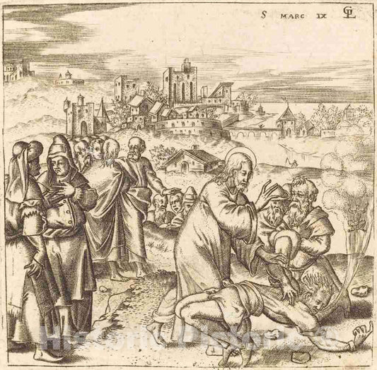 Art Print : LÃ©onard Gaultier, Christ Heals The Epileptic Boy, c.1578 - Vintage Wall Art