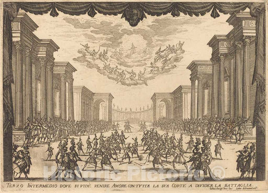 Art Print : Jacques Callot, Third Intermezzo, 1617 - Vintage Wall Art