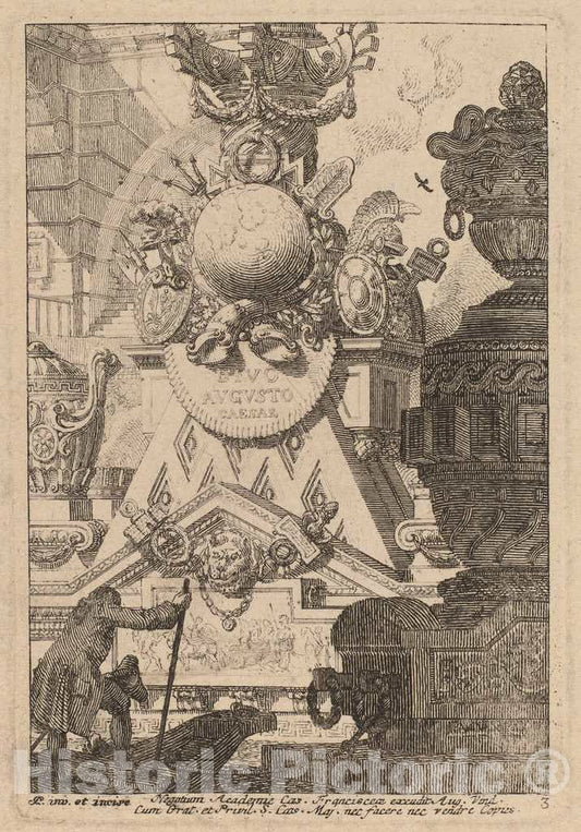 Art Print : Carl SchÃ¼tz, Fantasy of an Antique Trophy to Augustus, c.1775 - Vintage Wall Art