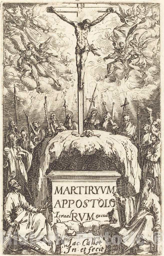 Art Print : Jacques Callot, Title Page for The Martyrdoms of The Apostles, c.1635 - Vintage Wall Art