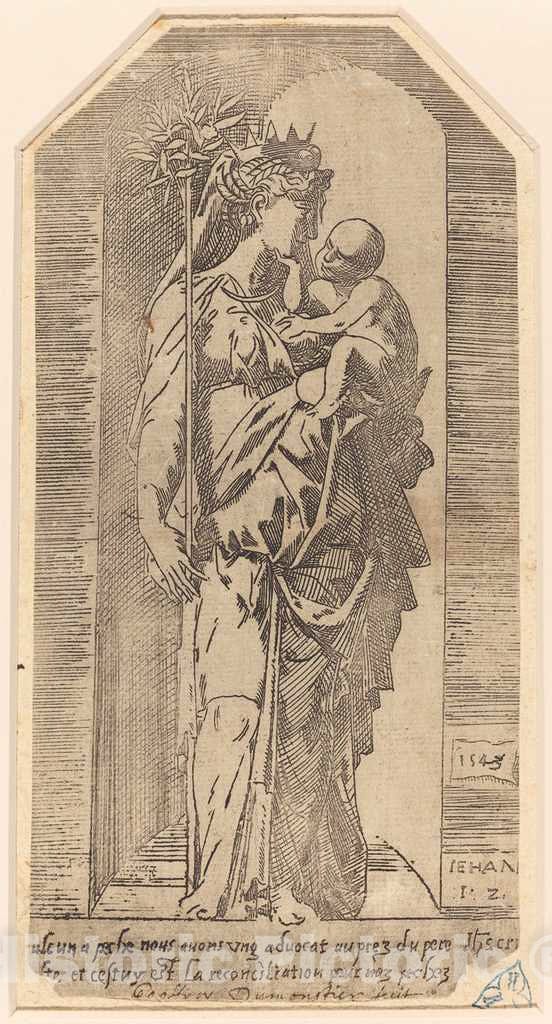 Art Print : Geoffroy DumoÃ»tier, The Crowned Virgin in a Niche, 1543 - Vintage Wall Art