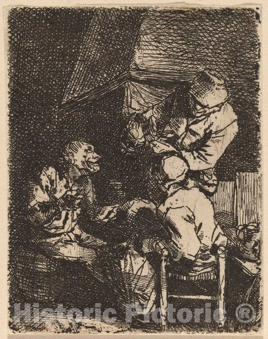 Art Print : Cornelis Bega, The Group at The Fireplace - Vintage Wall Art