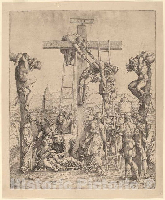 Art Print : Mantegna, The Descent from The Cross, 16th Century - Vintage Wall Art