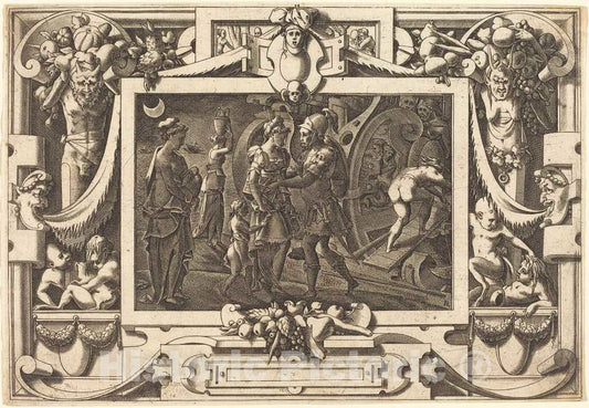 Art Print : Boyvin After Leonard Thiry, Medea Embarks with Jason, 1563 - Vintage Wall Art