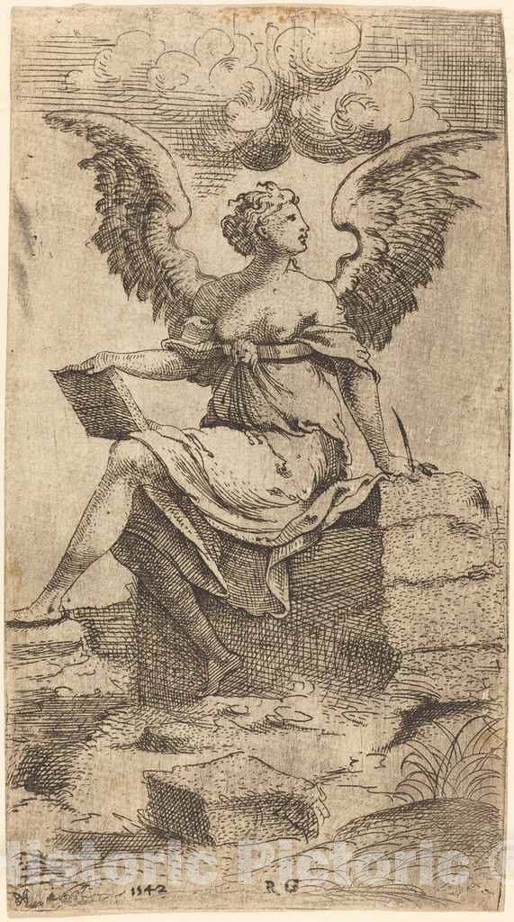 Art Print : The Recording Angel, 1542 - Vintage Wall Art