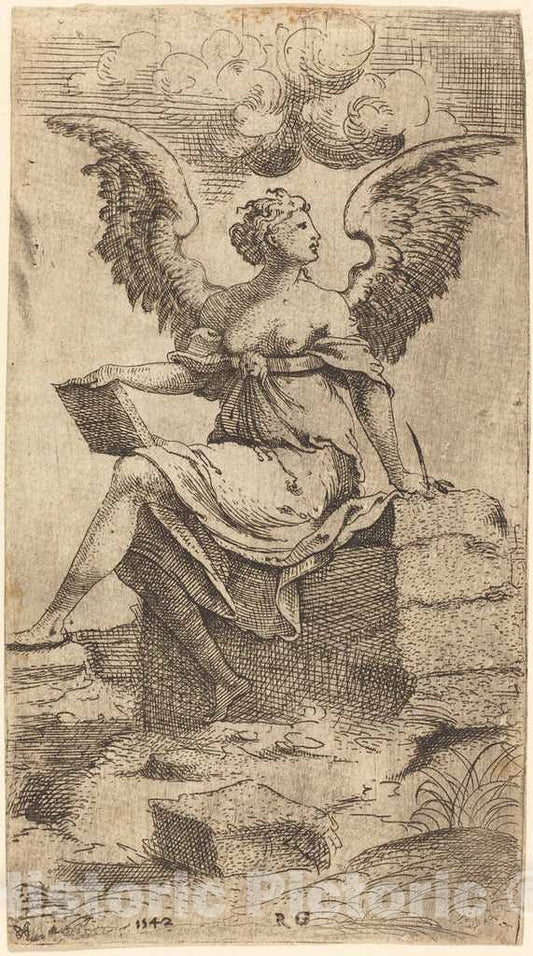 Art Print : The Recording Angel, 1542 - Vintage Wall Art