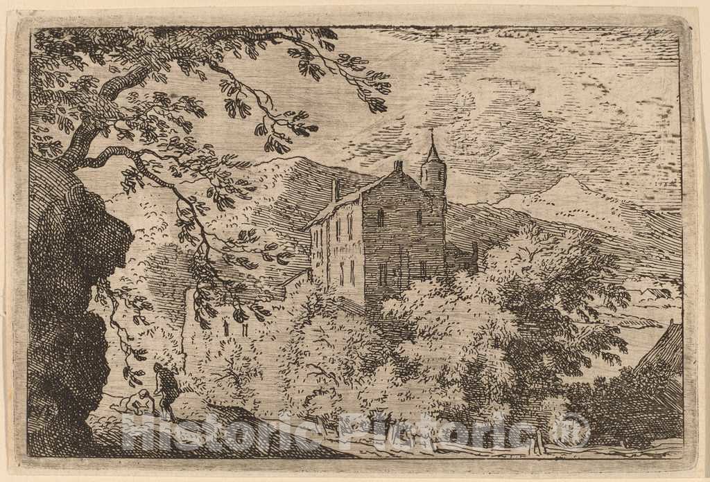 Art Print : Allart Van Everdingen, Large House with a Turret, c.1651 - Vintage Wall Art