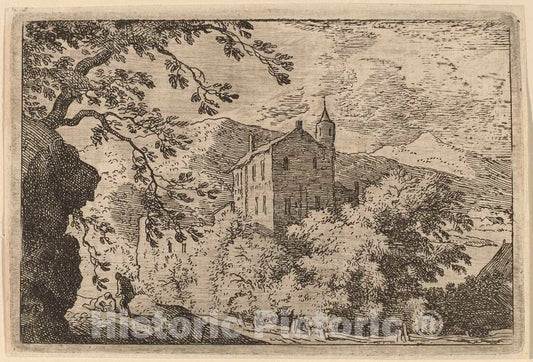 Art Print : Allart Van Everdingen, Large House with a Turret, c.1651 - Vintage Wall Art