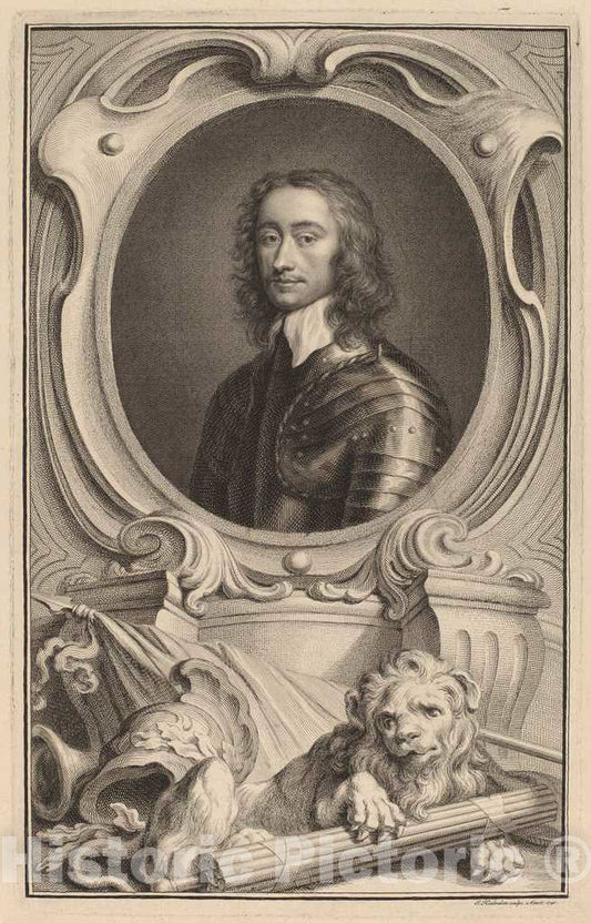 Art Print : Houbraken After Walker, General Charles Fleetwood, 1740 - Vintage Wall Art